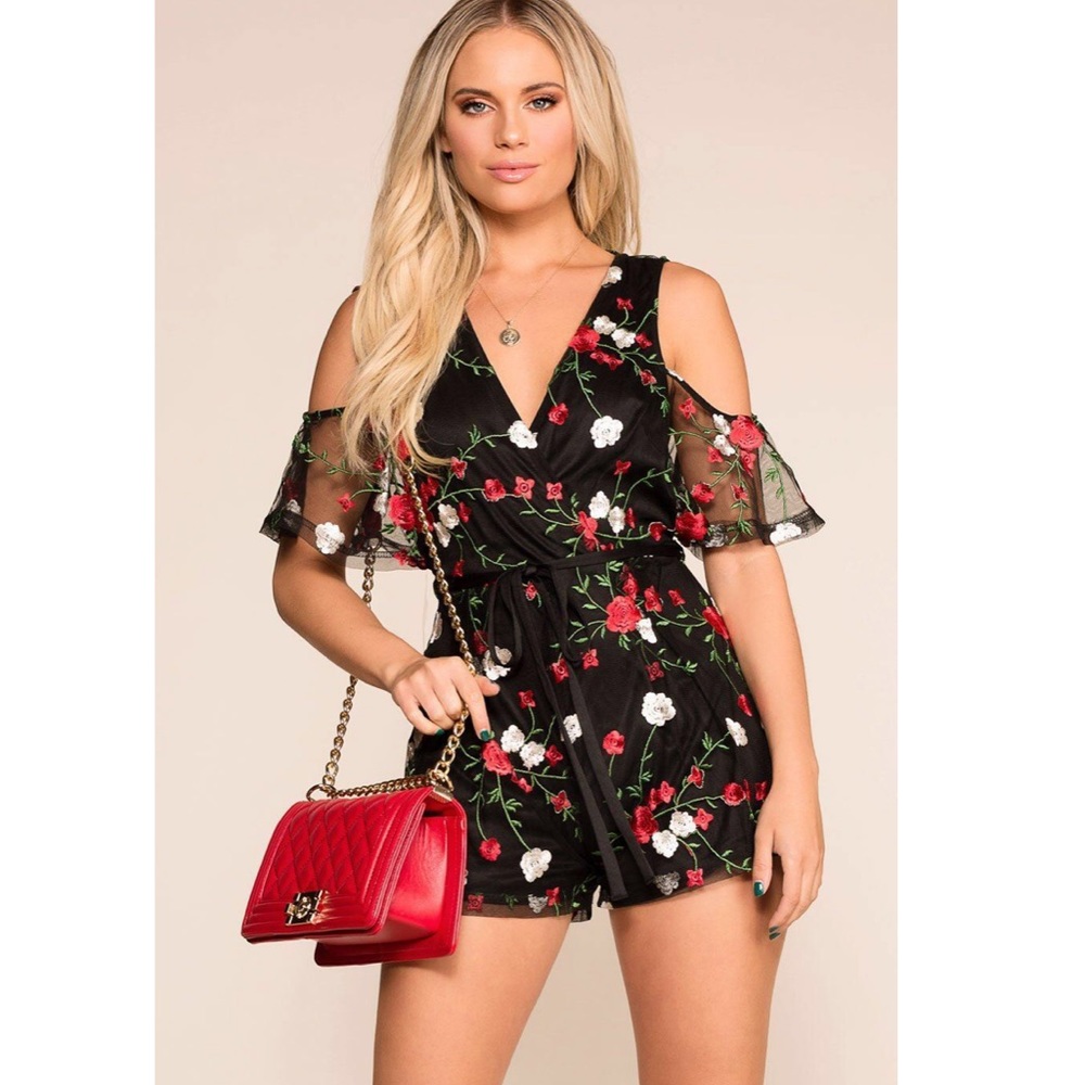 Black Floral Romper